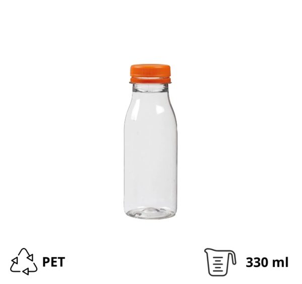 Plastenka PET 0,33 l d=38 mm z oranžnim pokrovom [205 kos/pak]