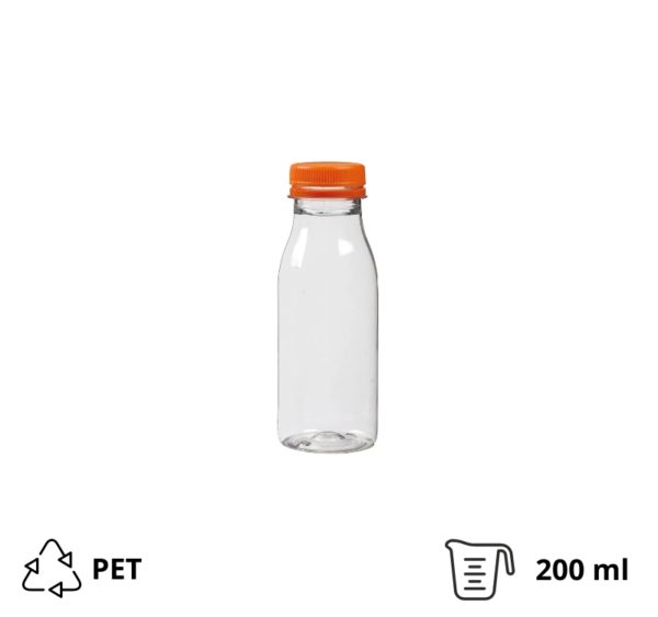 Plastenka PET 0,2 l d=38 mm z oranžnim pokrovom [100 kos/pak]