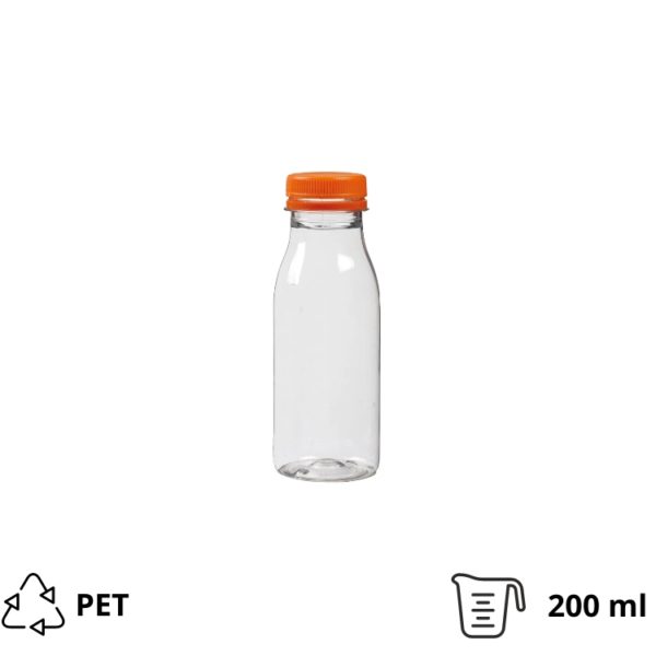 Plastenka PET 0,2 l d=38 mm z oranžnim pokrovom [100 kos/pak]
