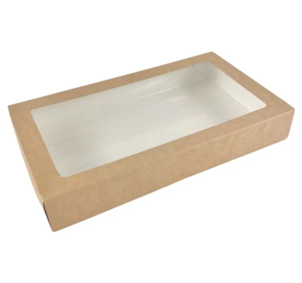 Papirnata posoda z oknom ECO TABOX 1450 ml 260x150x40 mm kraft [12 kos/pak]