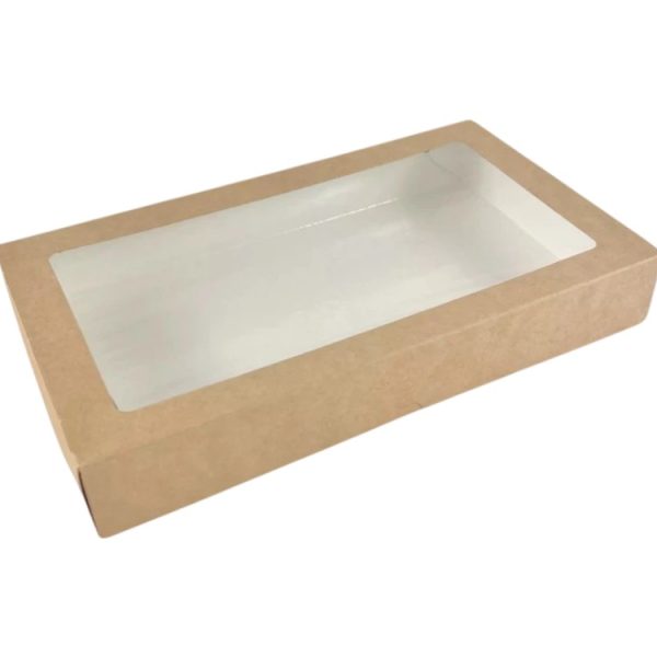 Papirnata posoda z oknom ECO TABOX 1450 ml 260x150x40 mm kraft [12 kos/pak]