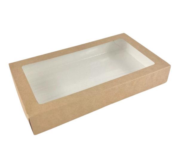 Papirnata posoda z oknom ECO TABOX 1450 ml 260x150x40 mm kraft [12 kos/pak]