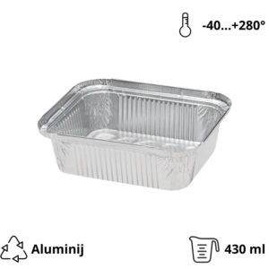 Alu posodica 435 ml 146x121x40 mm 100 kos/pak
