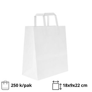 Papirnata nosilna vrečka z ravnim ročajem 180x90x220 mm bela 250 kos/pak