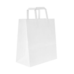 Papirnata nosilna vrečka z ravnim ročajem 260х120х340 mm bela 250 kos/pak