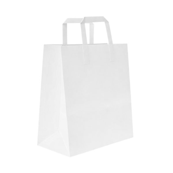 Papirnata nosilna vrečka z ravnim ročajem 260х120х340 mm bela 250 kos/pak