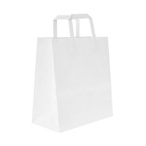 Papirnata nosilna vrečka z ravnim ročajem 320х120х410 mm bela 250 kos/pak
