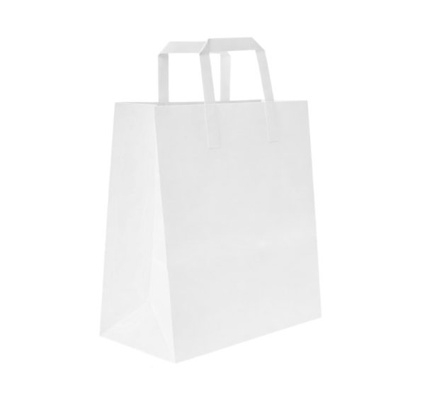 Papirnata nosilna vrečka z ravnim ročajem 320х170х440 mm bela 250 kos/pak
