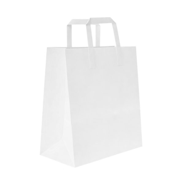 Papirnata nosilna vrečka z ravnim ročajem 320х170х440 mm bela 250 kos/pak