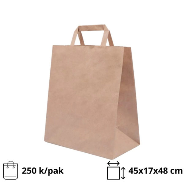 Papirnata nosilna vrečka z ravnim ročajem 450х170х480 mm kraft 250 kos/pak
