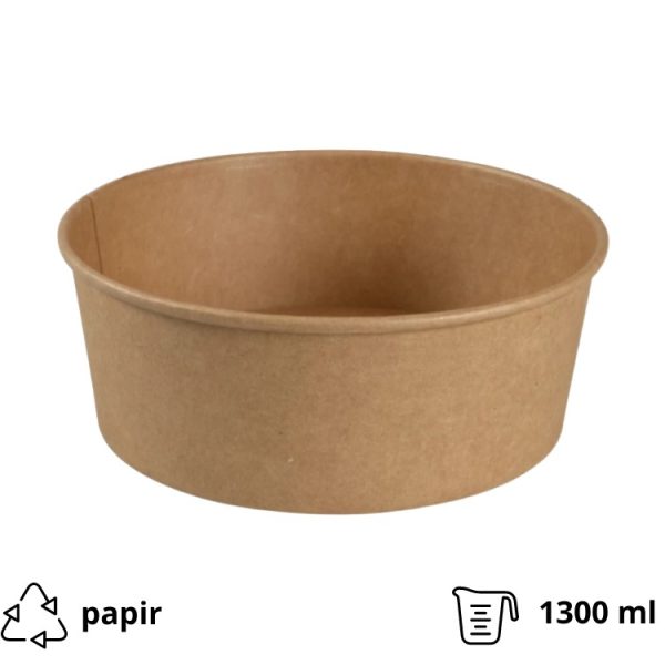 Papirnata posoda 1300 ml d=187 mm h=69 mm kraft 50 kos
