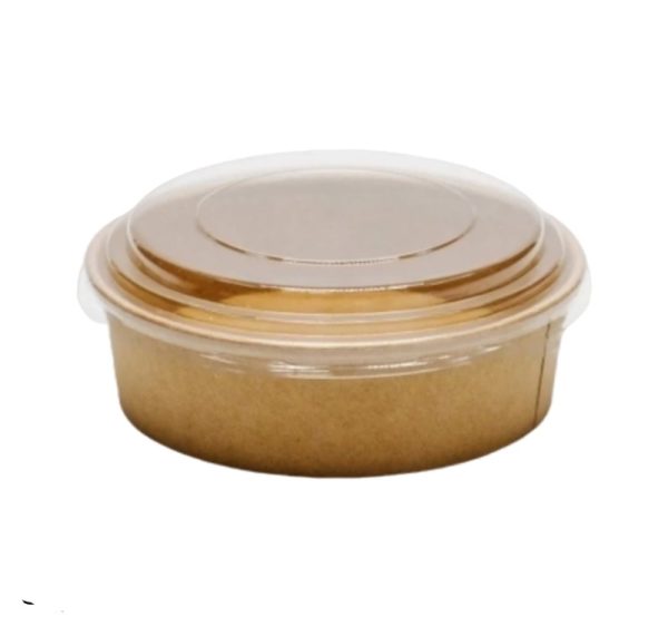 Papirnata posoda s pokrovom 1300 ml d=187 mm h=69 mm kraft, 50 kos (komplet)