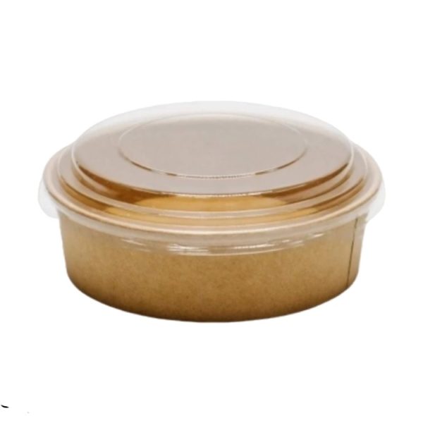 Papirnata posoda s pokrovom 1300 ml d=187 mm h=69 mm kraft, 50 kos (komplet)