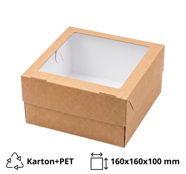 Škatla za muffine z oknom EURO MUF 4 160x160x100 mm 25 kos/pak