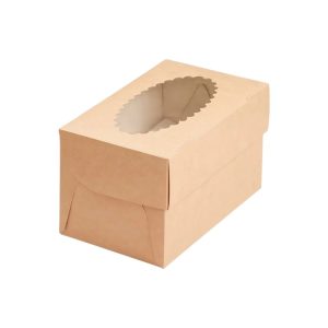 Škatla za muffine z oknom ECO MUF 2 100x160x100 mm kraft 25 kos/pak