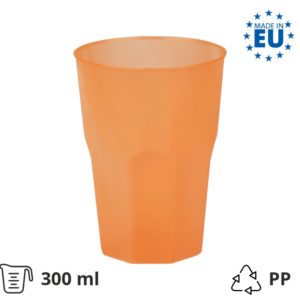 Kozarec za koktajl PP 300 (420) ml oranžna 20 kos/pak