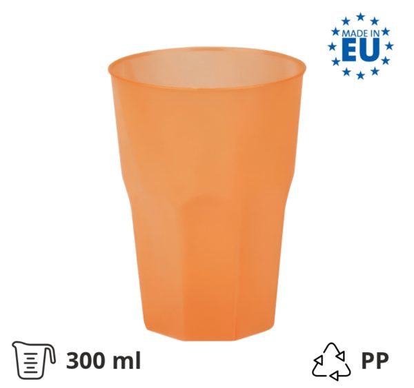 Kozarec za koktajl PP 300 (420) ml oranžna 20 kos/pak