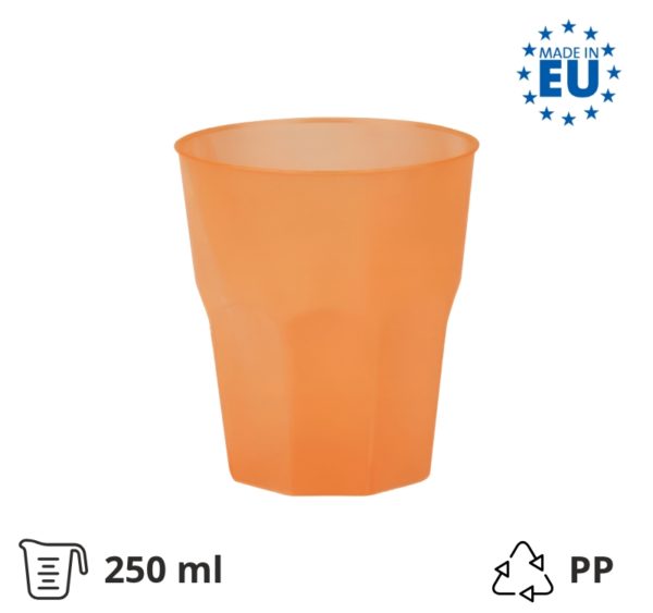 Kozarec za koktajl PP 250 (350) ml oranžna 20 kos/pak