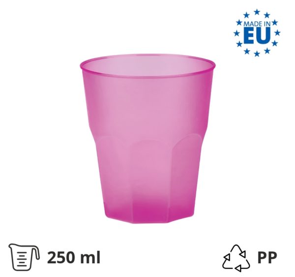 Kozarec za koktajl PP 250 (350) ml fuksija 20 kos/pak