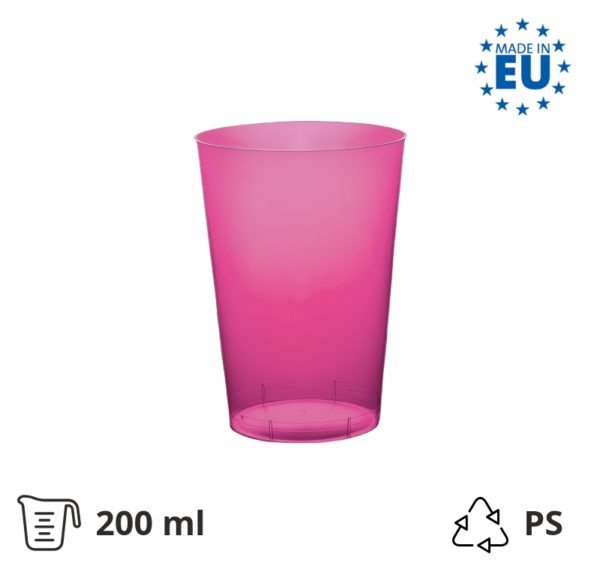 Kozarec za koktajl PS 200 (250) ml fuksija 25 kos/pak