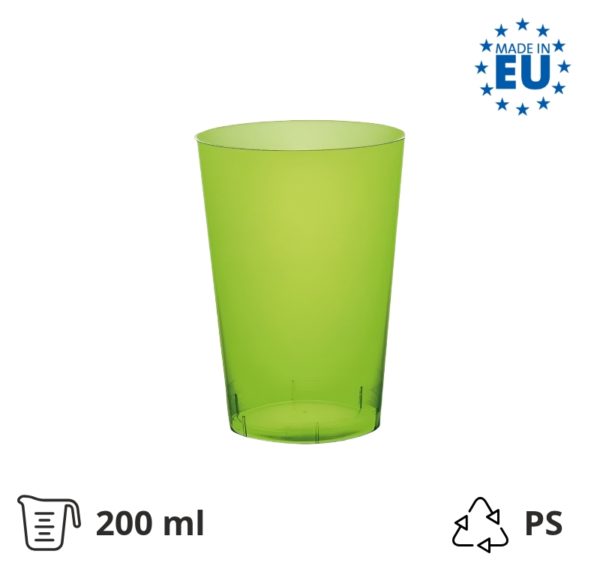 Kozarec za koktajl PS 200 (250) ml zelena 25 kos/pak