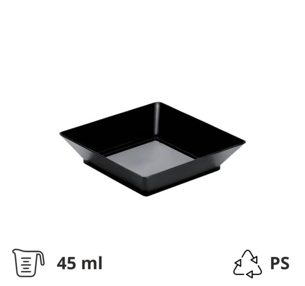 Finger food posodica PS 45 ml 65×65 mm Tray črna 25 kos/pak