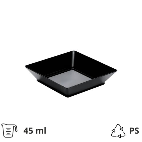 Finger food posodica PS 45 ml 65×65 mm Tray črna 25 kos/pak