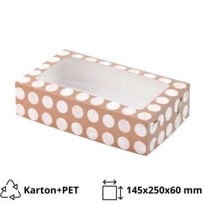 Škatla za sladico z oknom 145х250х60 mm, bež s pikami, 5 kos (komplet)