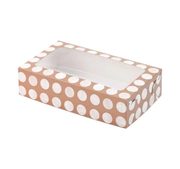 Škatla za sladico z oknom 145х250х60 mm, bež s pikami, 5 kos (komplet)