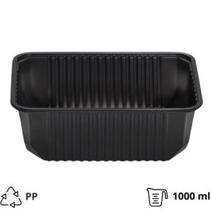 Posodica PP 1000 ml 180x130x65 mm črna , brez pokrova [50 kos/pak]
