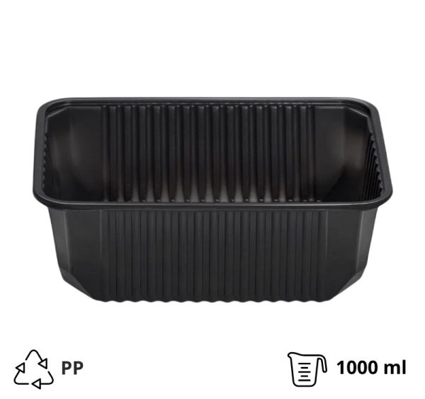 Posodica PP 1000 ml 180x130x65 mm črna , brez pokrova [50 kos/pak]