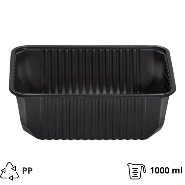 Posodica PP 1000 ml 180x130x65 mm črna , brez pokrova [50 kos/pak]