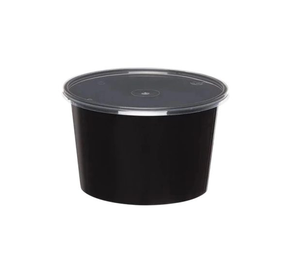 Posodica za juho PP 1000 ml d=145 mm h=90 mm črna s pokrovom [50 kos/pak]