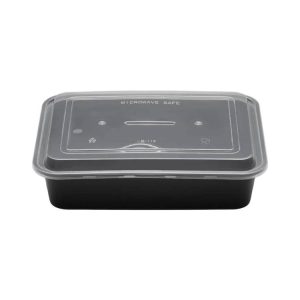 Posodica s pokrovom PP 650 ml 173х123х49 mm črna 50 kos