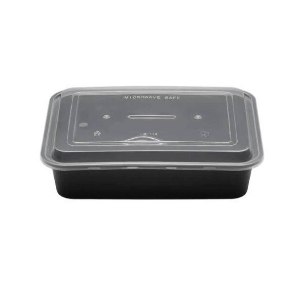 Posodica s pokrovom PP 650 ml 173х123х49 mm črna 50 kos