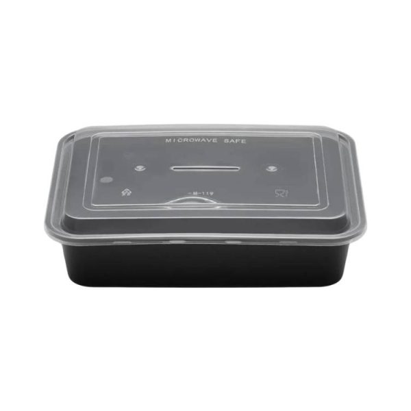 Posodica s pokrovom PP 650 ml 173х123х49 mm črna 50 kos