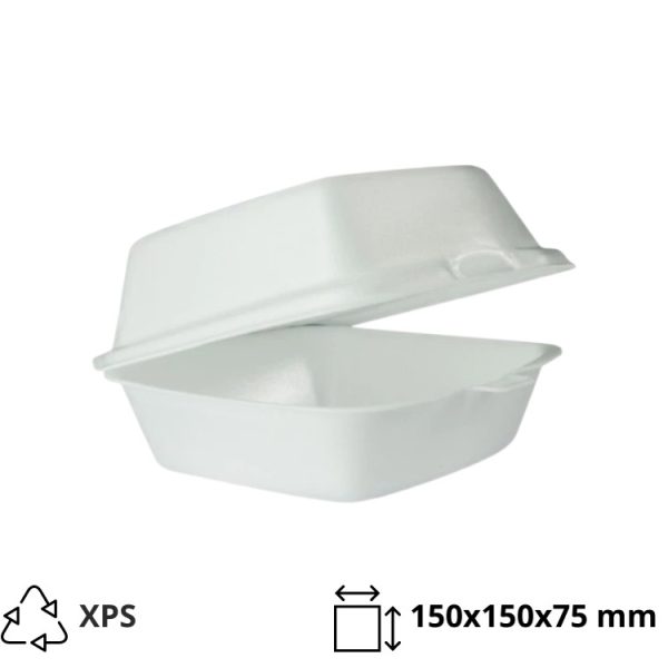 Burger embalaža 150x150x75 mm XPS bela 100 kos
