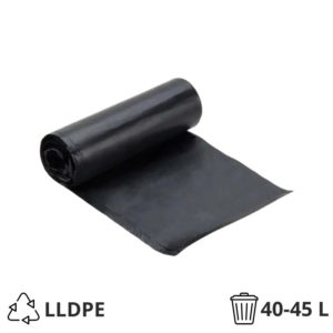 Vrečka za smeti LLDPE/reciklat 40-45 l 50×70 cm 15 my črna 50 kos/rol