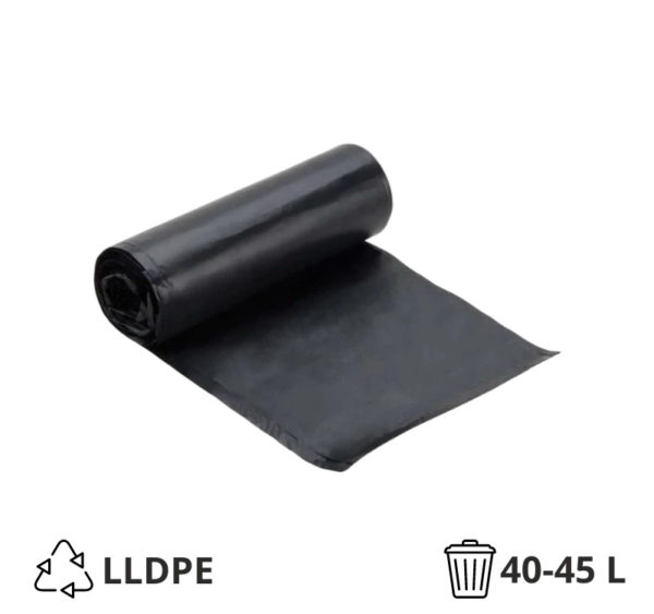 Vrečka za smeti LLDPE/reciklat 40-45 l 50×70 cm 15 my črna 50 kos/rol