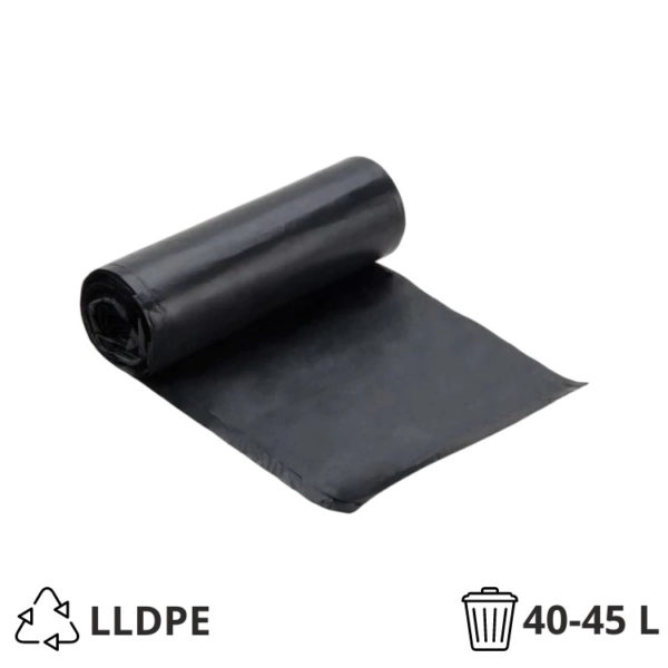 Vrečka za smeti LLDPE/reciklat 40-45 l 50×70 cm 15 my črna 50 kos/rol