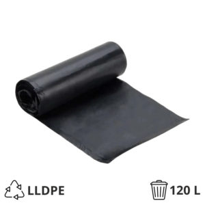 Vrečka za smeti LLDPE/reciklat 120 l 70×105 cm 30 my črna 10 kos/rol