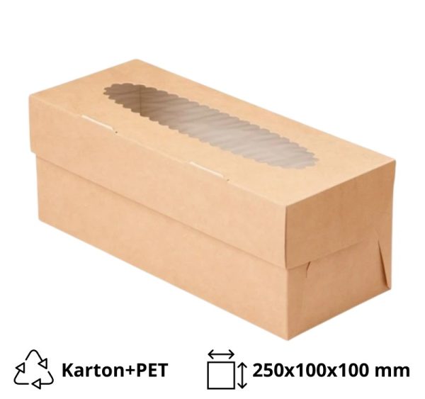 Škatla za muffine z oknom ECO MUF 3 250x100x100 mm 25 kos