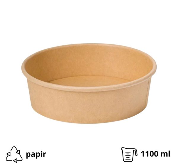 Papirnata posoda 1100 ml d=165 mm h=60 mm kraft brez pokrova 50 kos