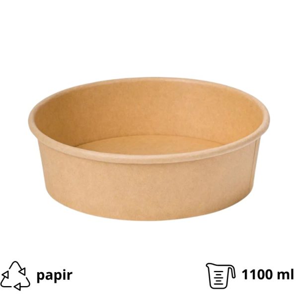 Papirnata posoda 1100 ml d=165 mm h=60 mm kraft brez pokrova 50 kos