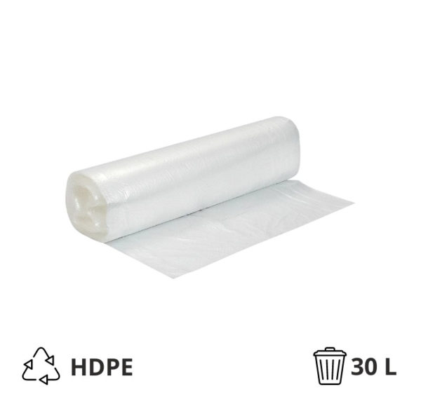 Vrečka za smeti HDPE/virgin 30 l 50×60 cm 15 my prozorna 40 kos/rol