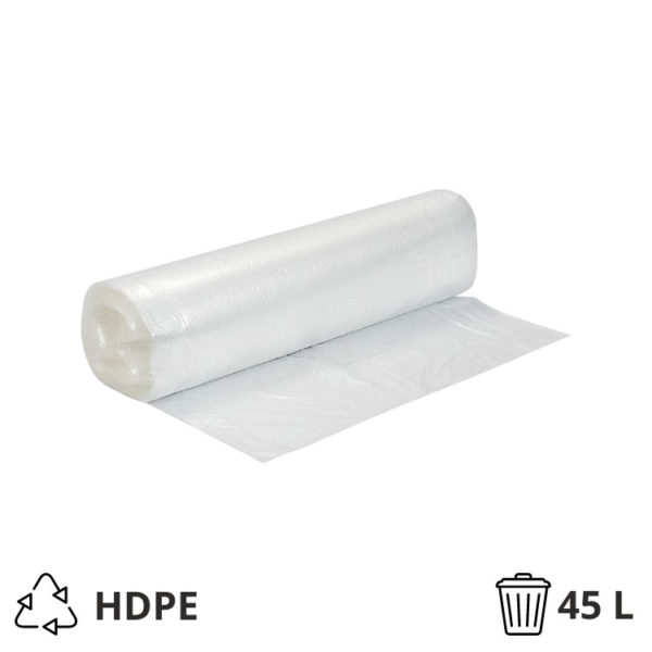 Vrečka za smeti HDPE/virgin 45 l 60×70 cm 15 my prozorna 40 kos/rol