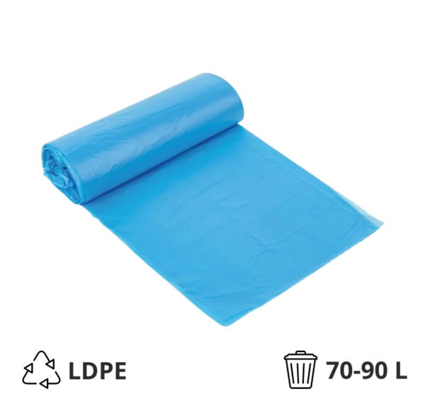 Vrečka za smeti LDPE/reciklat 70-90 l 57,5×100 cm 32 my modra 25 kos/rol