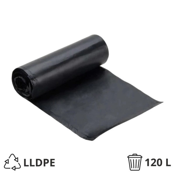 Vrečka za smeti LLDPE/reciklat 120 l 70×110 cm 20 my črna 20 kos/rol
