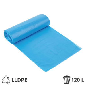 Vrečka za smeti LLDPE/reciklat 120 l 70×110 cm 34 my modra 25 kos/rol