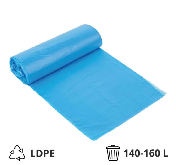 Vrečka za smeti LDPE/reciklat 140-160 l 90×110 cm 38 my modra 25 kos/rol